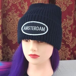 Robin Ruth navy blue Amsterdam patch beanie